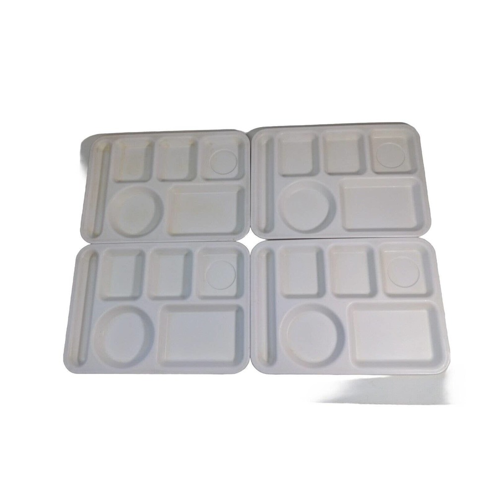 4 Vintage Arrowhead Stack Lunch cafeteria Trays USA MADE Cleveland OH White